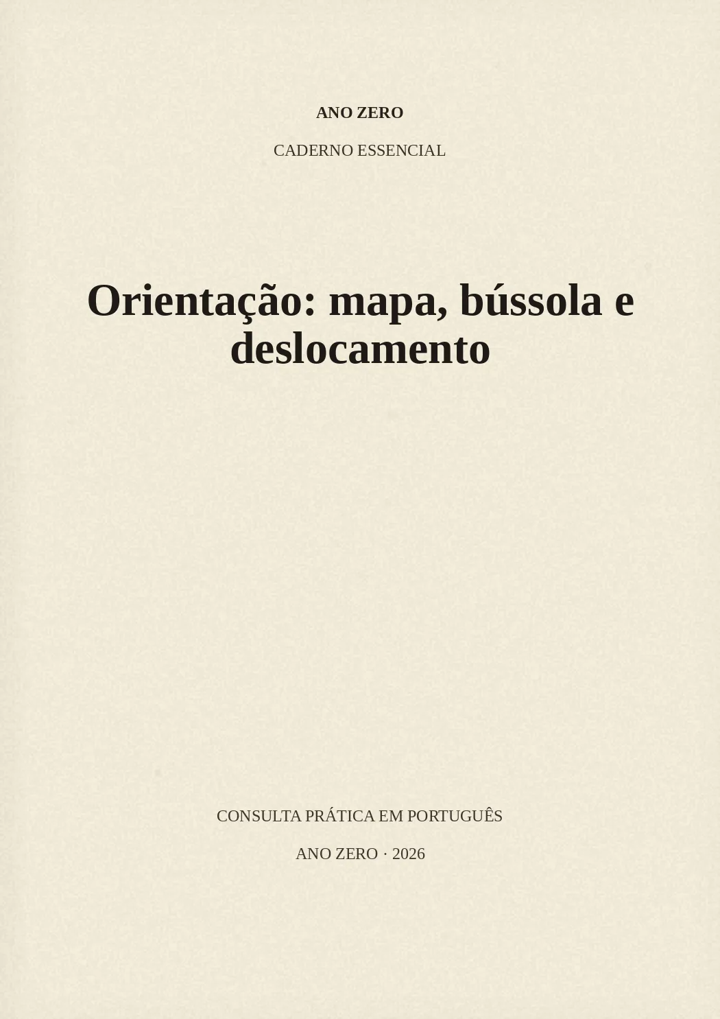 Capa de Orientação: mapa, bússola e deslocamento